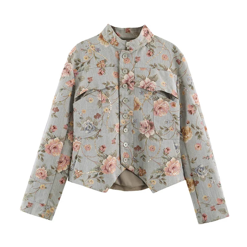 Lily Vintage Jacquard Cropped Jacket