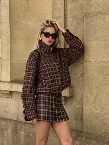 Eva Checked Jacket & Skirt Set