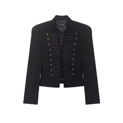 Ava Military Leather Bomber Jacket