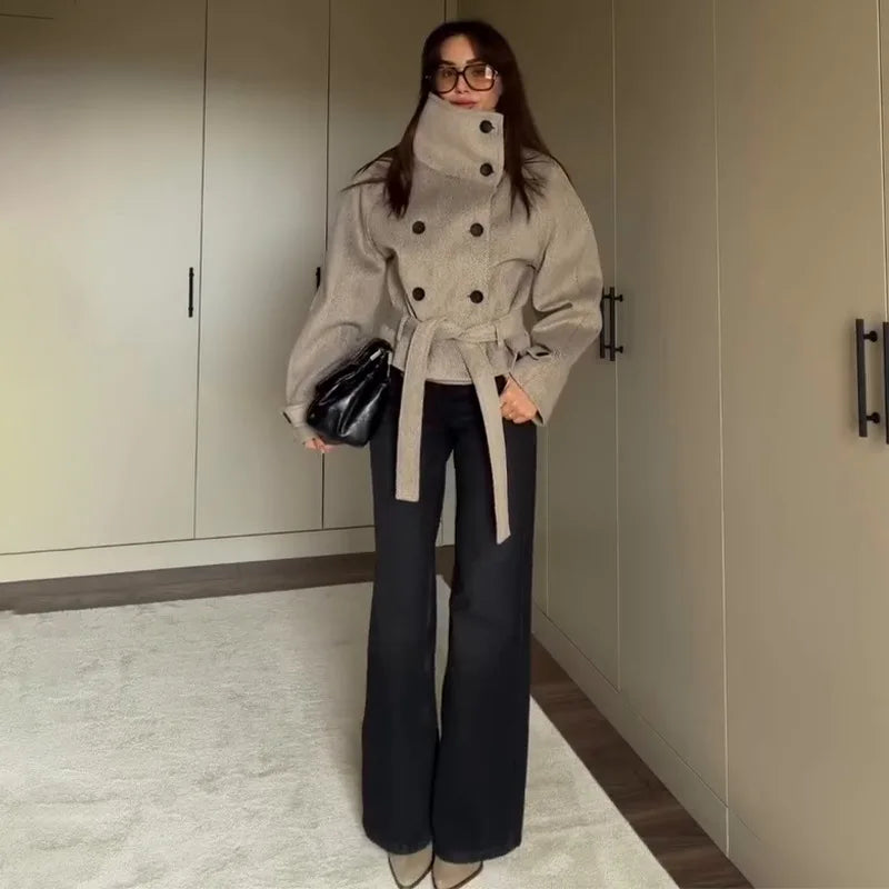 Laura Belted Funnel Neck Coat