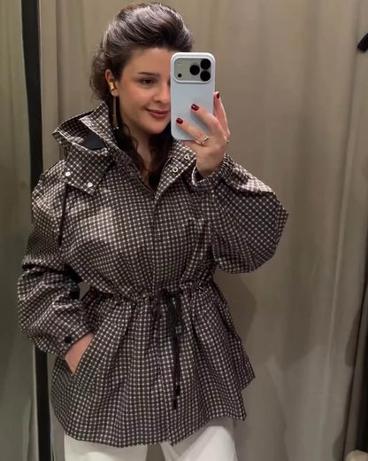 Valerie Plaid Hooded Windbreaker Jacket