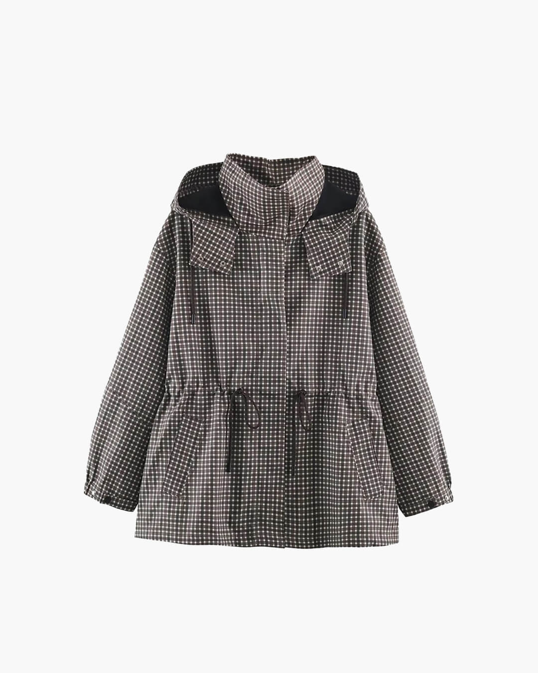 Valerie Plaid Hooded Windbreaker Jacket