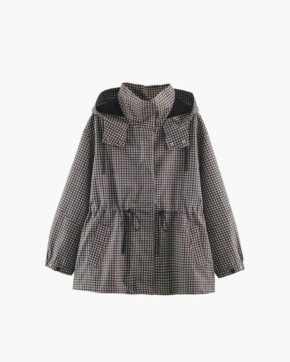 Valerie Plaid Hooded Windbreaker Jacket