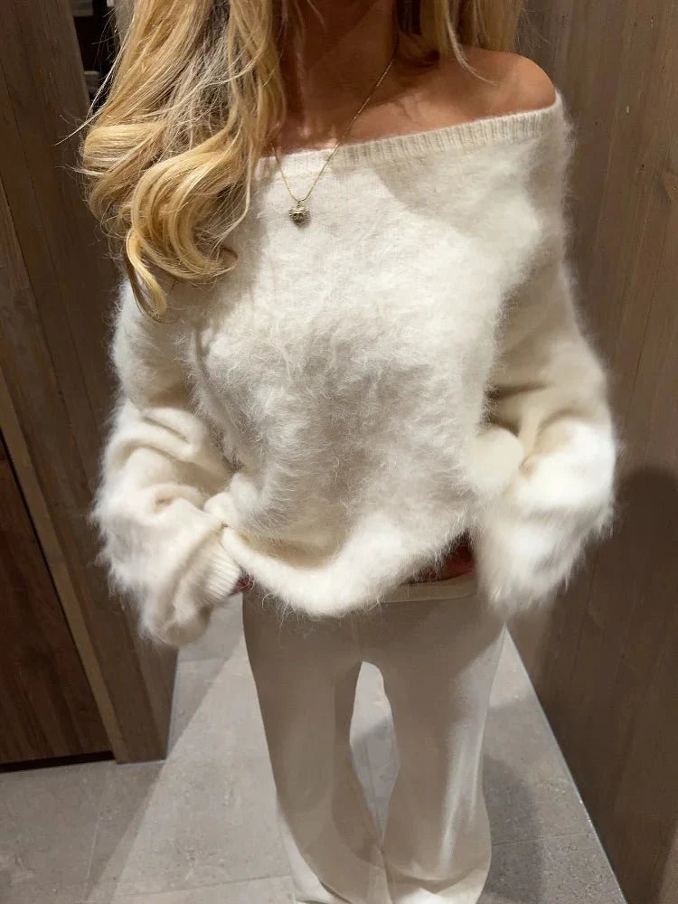 Lara Off-Shoulder Mohair Sweater