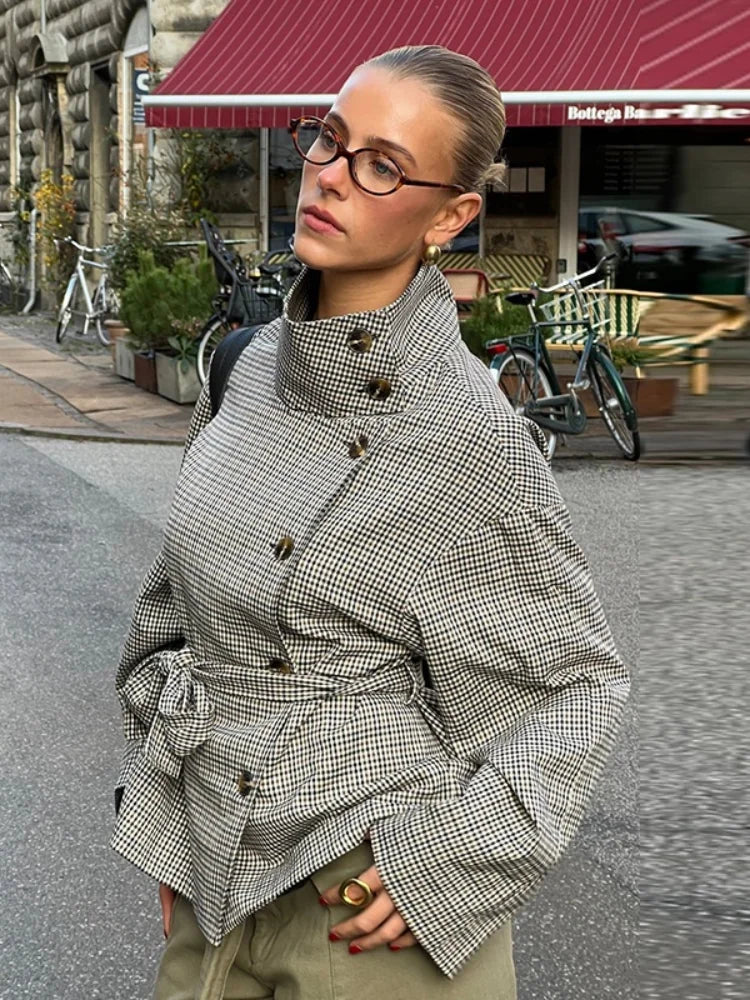 Jenny Plaid Trench Coat
