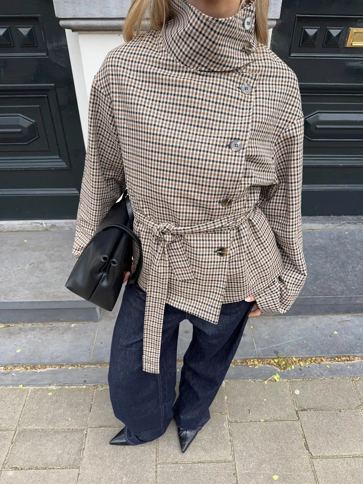 Jenny Plaid Trench Coat