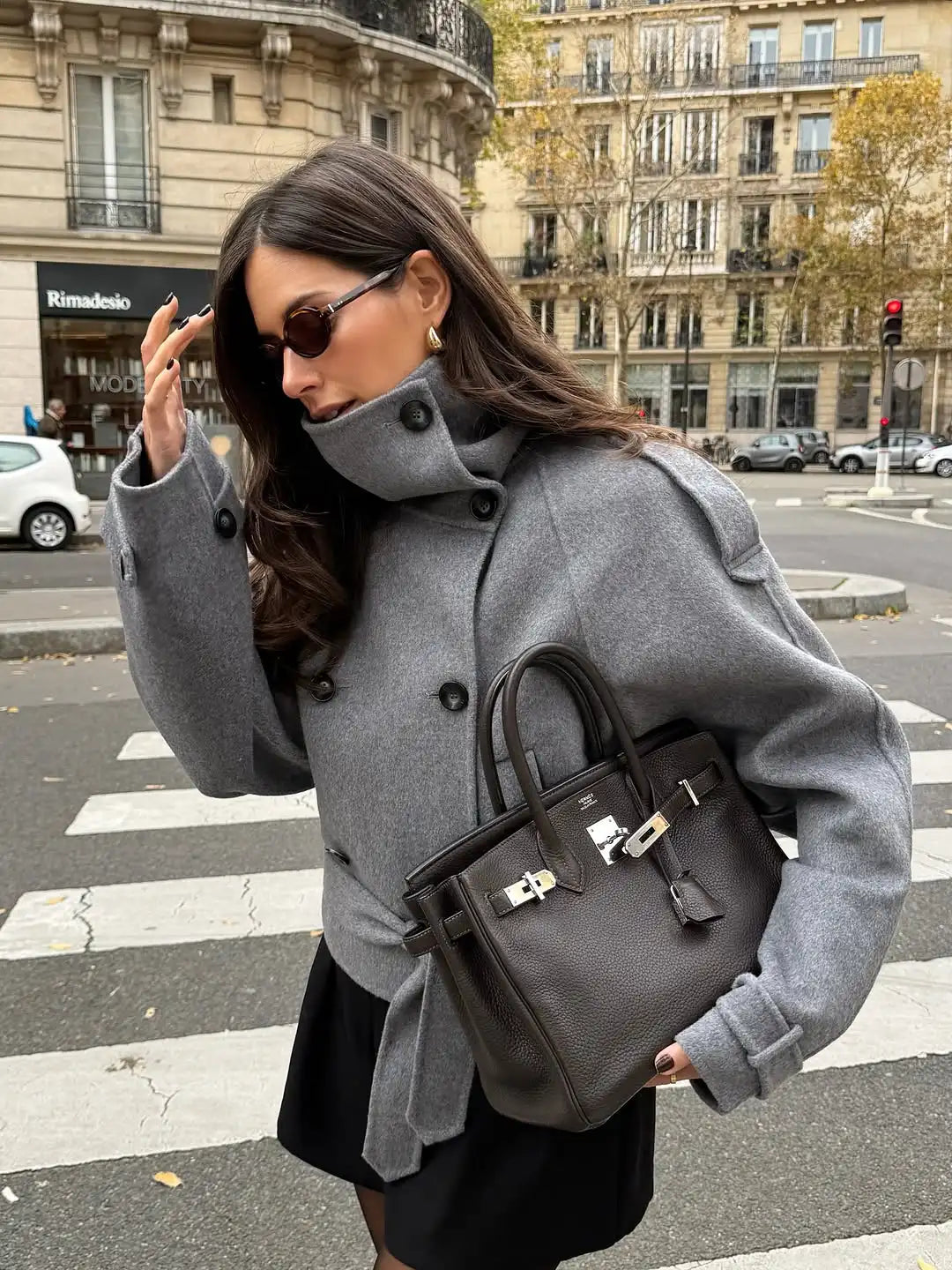 Sara Double-Breasted Turtleneck Coat
