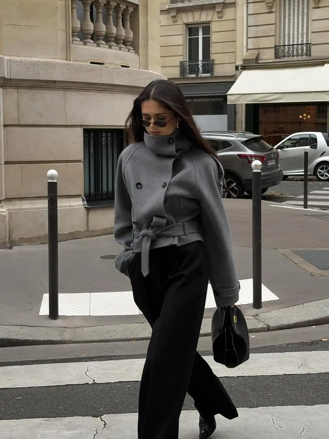 Sara Double-Breasted Turtleneck Coat