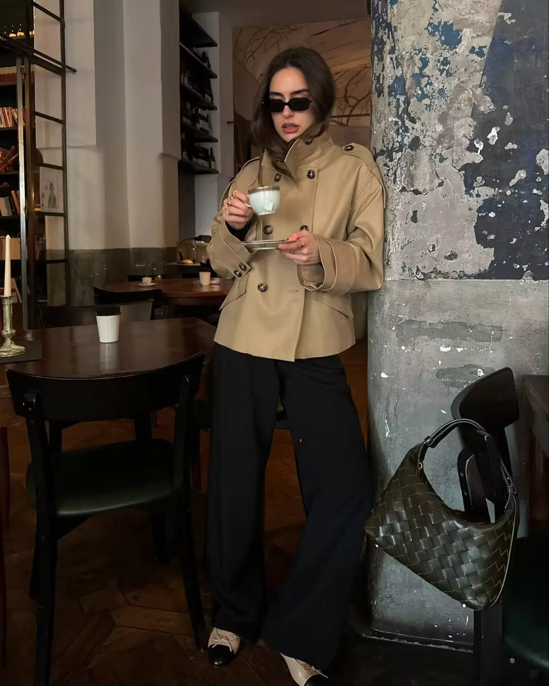 Zoe Beige Double Breasted Trench