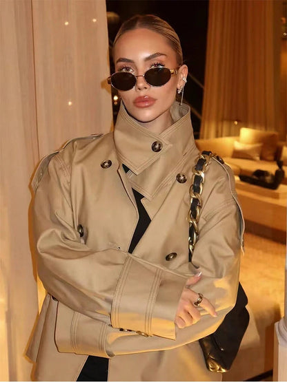 Zoe Beige Double Breasted Trench