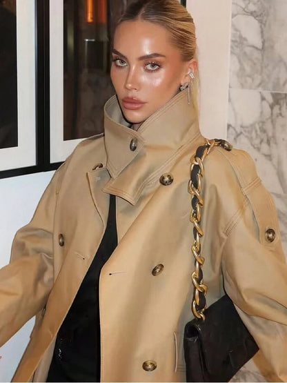Zoe Beige Double Breasted Trench