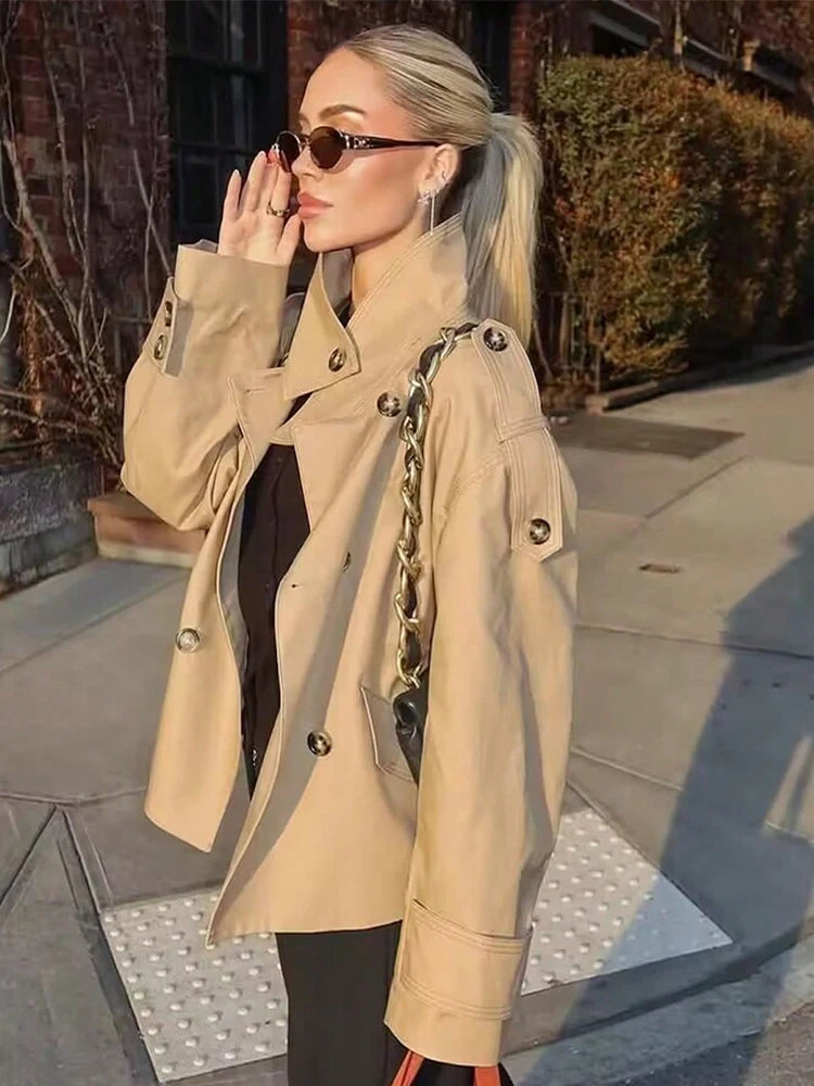 Zoe Beige Double Breasted Trench