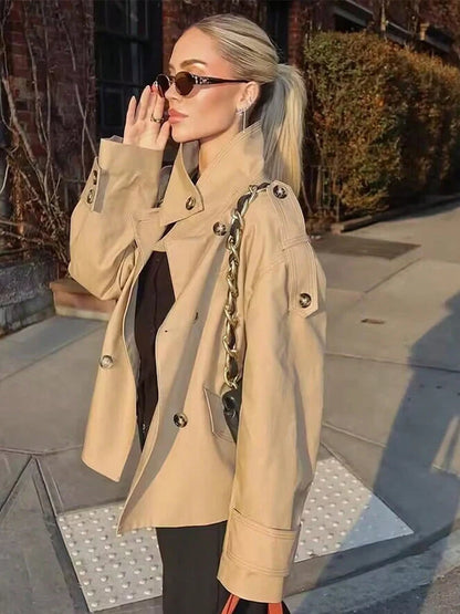 Zoe Beige Double Breasted Trench