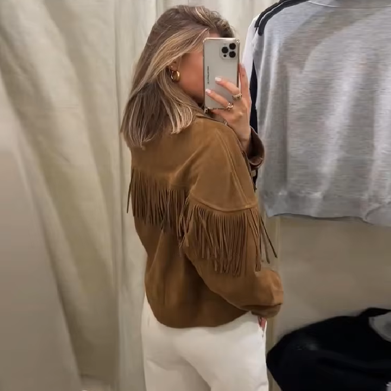 Denise Faux Suede Lapel Cropped Jacket