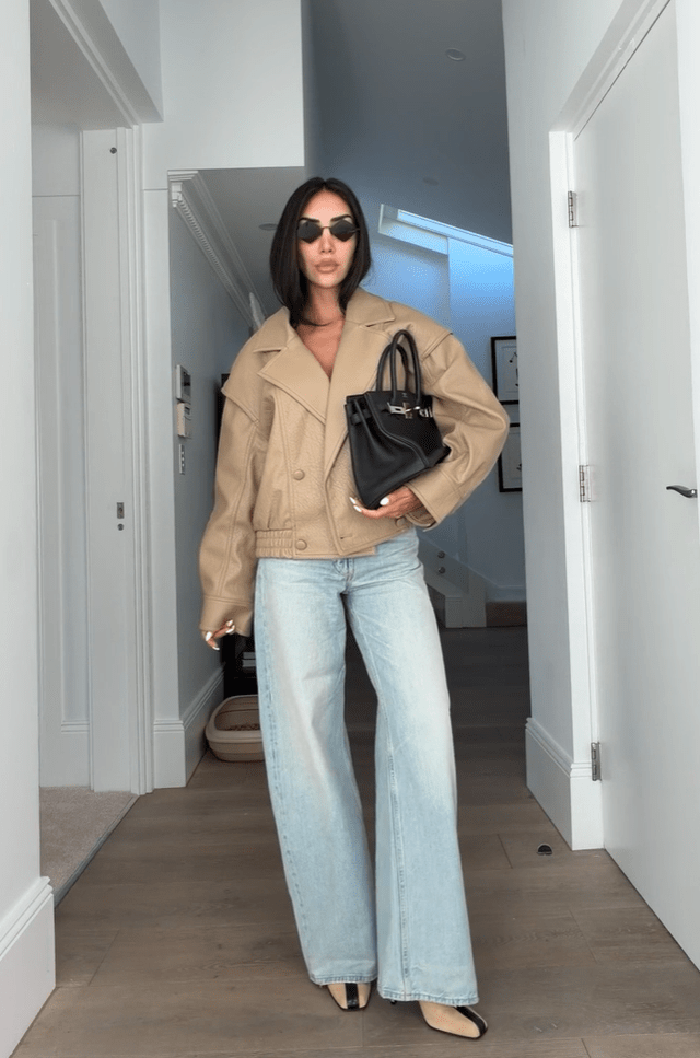 Gloria Double Breasted Faux Leather Coat