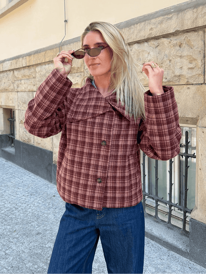 Jane Plaid Stand Collar Coat