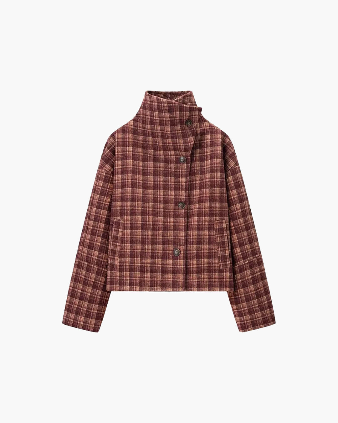 Jane Plaid Stand Collar Coat
