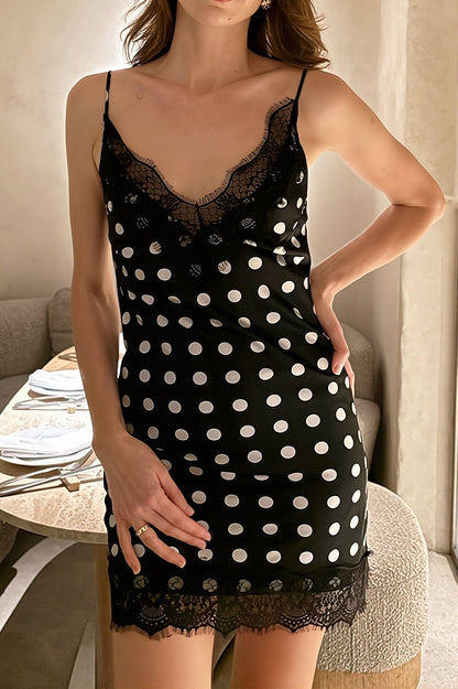 Linda Polka Dot Lace Cami Dress