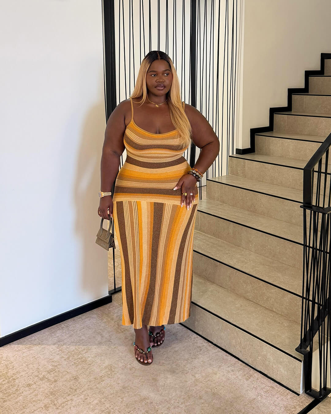 Emily Striped Knit Midi Dress