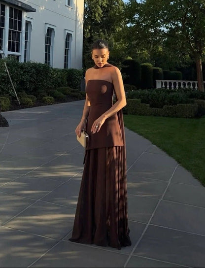 Ambre Asymmetric Sheer Maxi Dress