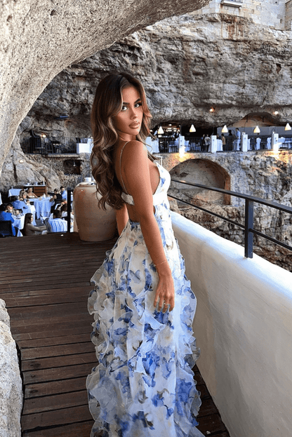 Olea Floral Ruffle Maxi Dress