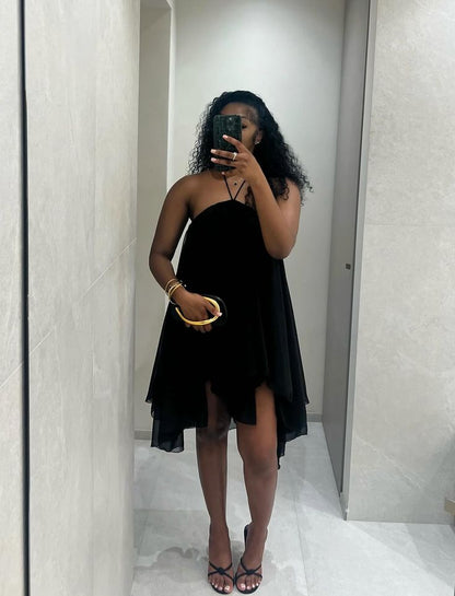 Zelia Backless Halter Mini Dress