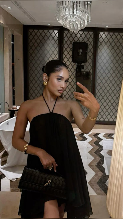 Zelia Backless Halter Mini Dress