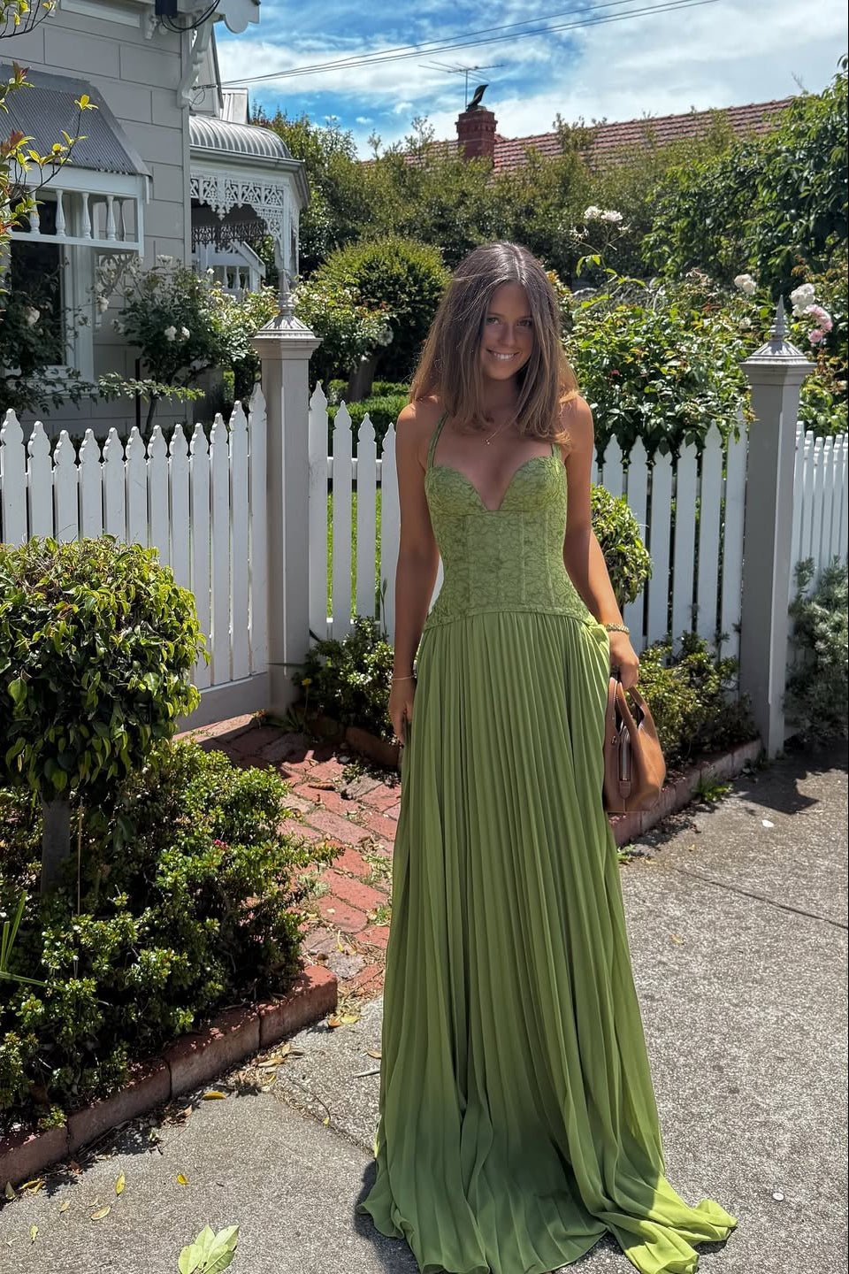 Indra Pleated Corset Maxi Dress