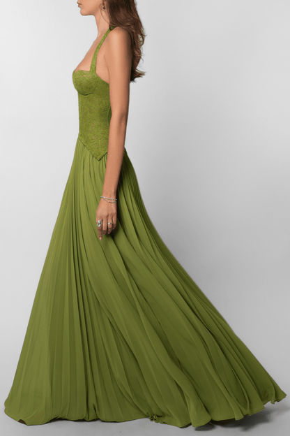 Indra Pleated Corset Maxi Dress