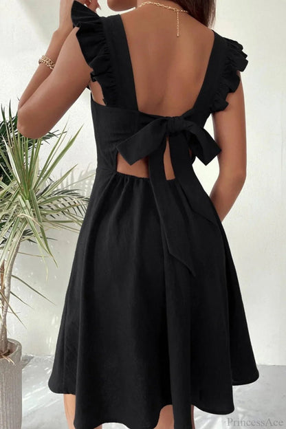 Carmen Ruffle Tie-Back Mini Dress