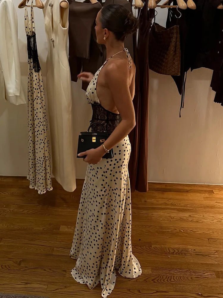 Sophia Polka Dot Halter Maxi Dress