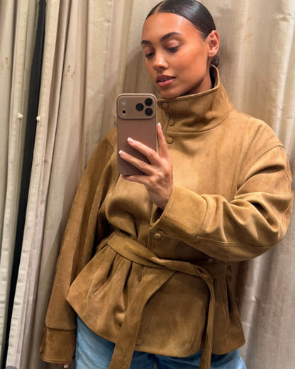 Maria Lace-Up Suede Jacket