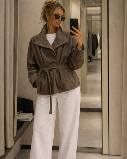 Maria Lace-Up Suede Jacket