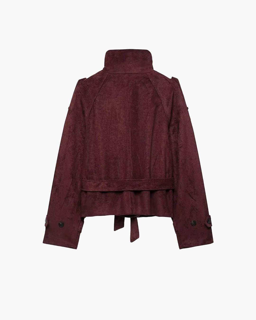 Miriam Funnel Neck Faux Suede Belted Jacket