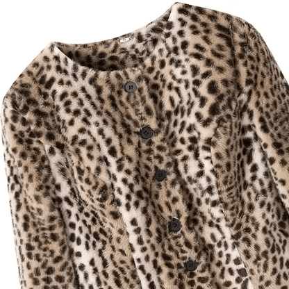 Rose Leopard Faux Fur Cropped Jacket