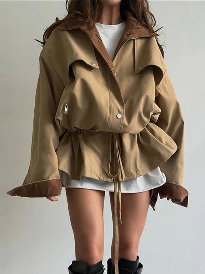 Ruth Contrast Collar Windbreaker Jacket