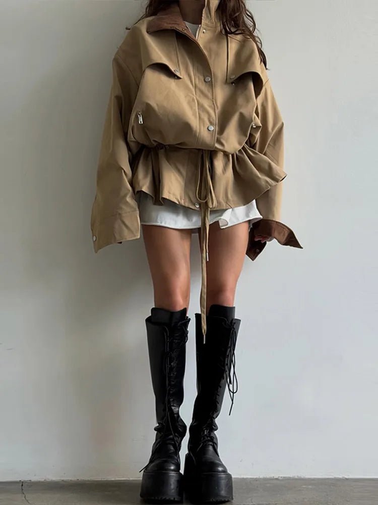Ruth Contrast Collar Windbreaker Jacket
