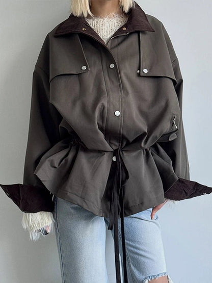 Ruth Contrast Collar Windbreaker Jacket