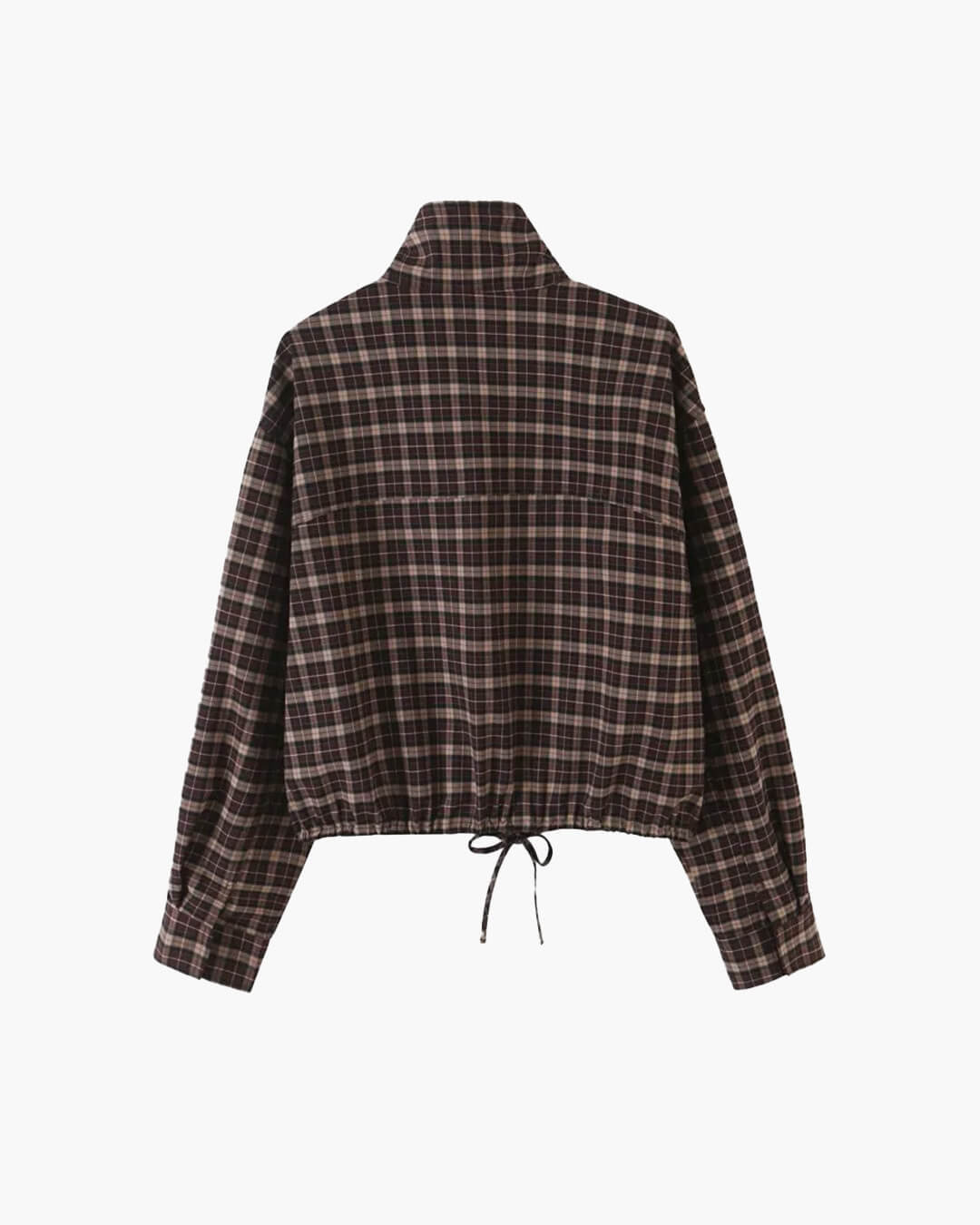 Eva High Collar Checked Zip Jacket