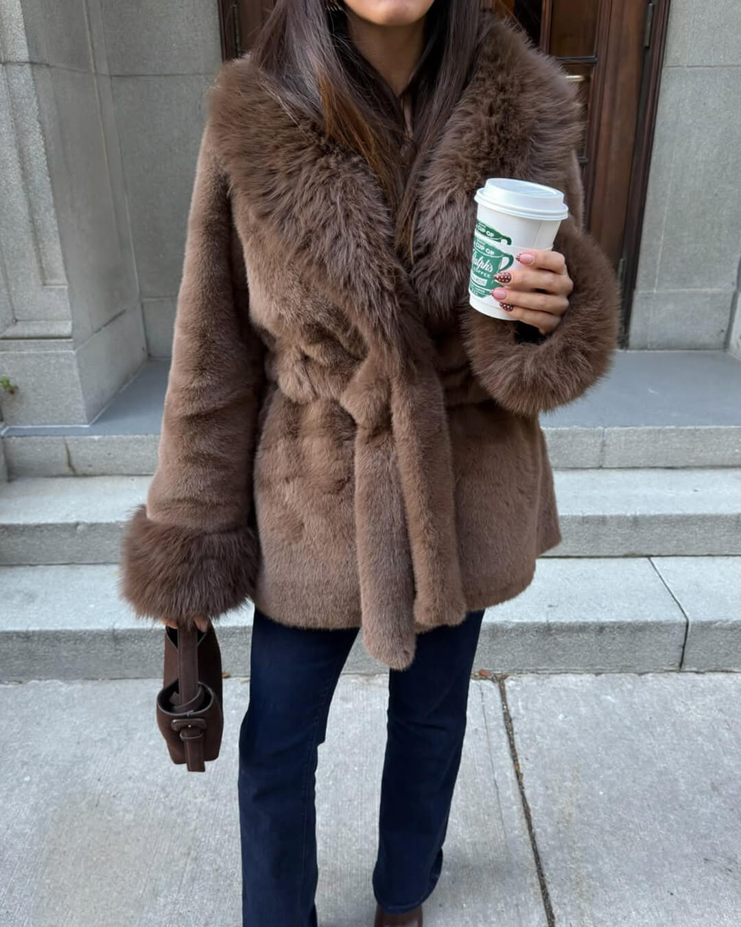 Miriam Faux Fur Trim Coat