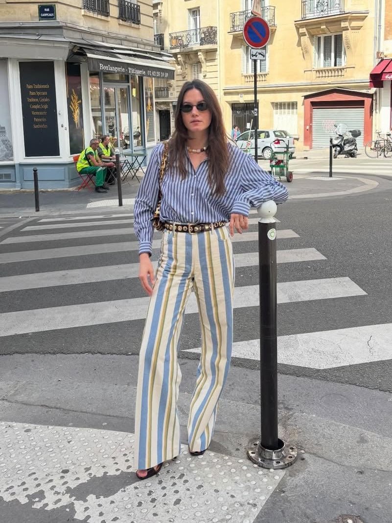 Oria Striped Low-Rise Trousers