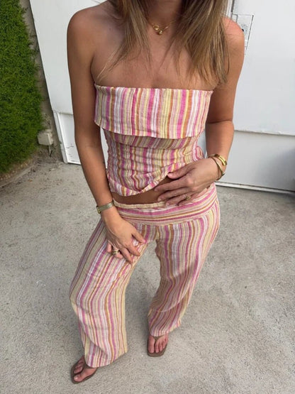 Oria Striped Low-Rise Trousers