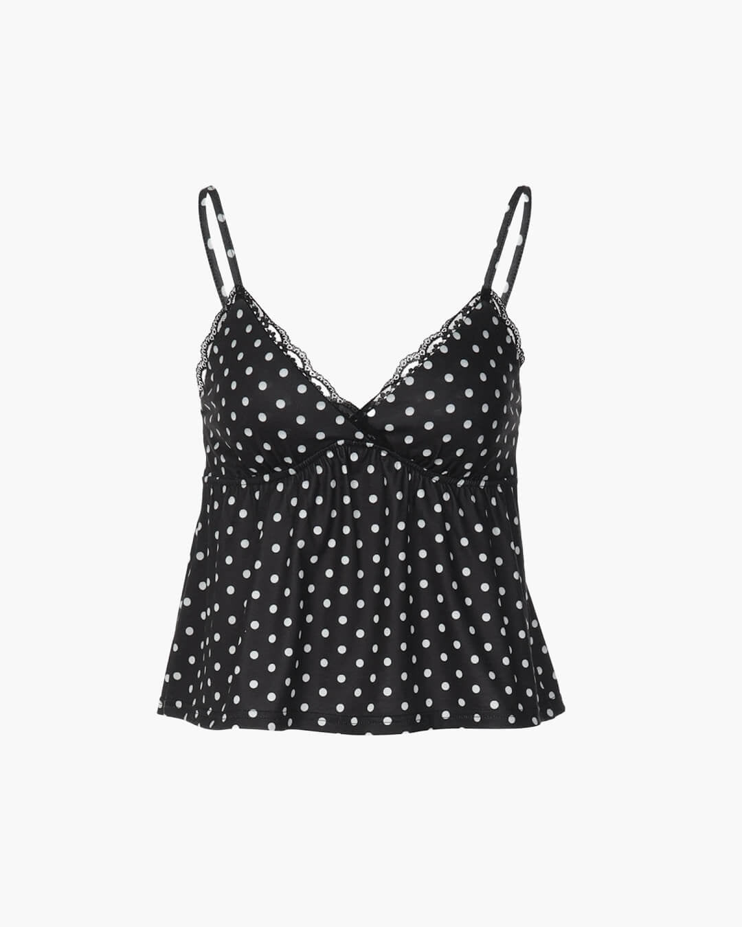 Maya Dot Print Lace Trim Camisole