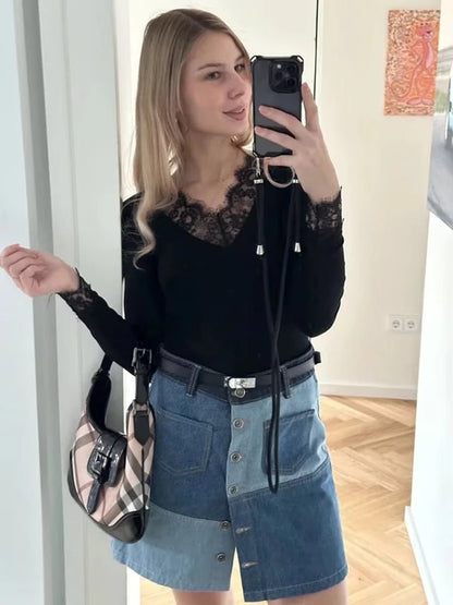 Evelyn Lace V-Neck Casual Top