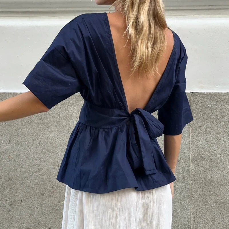 Monica Ruffled Backless Blouse
