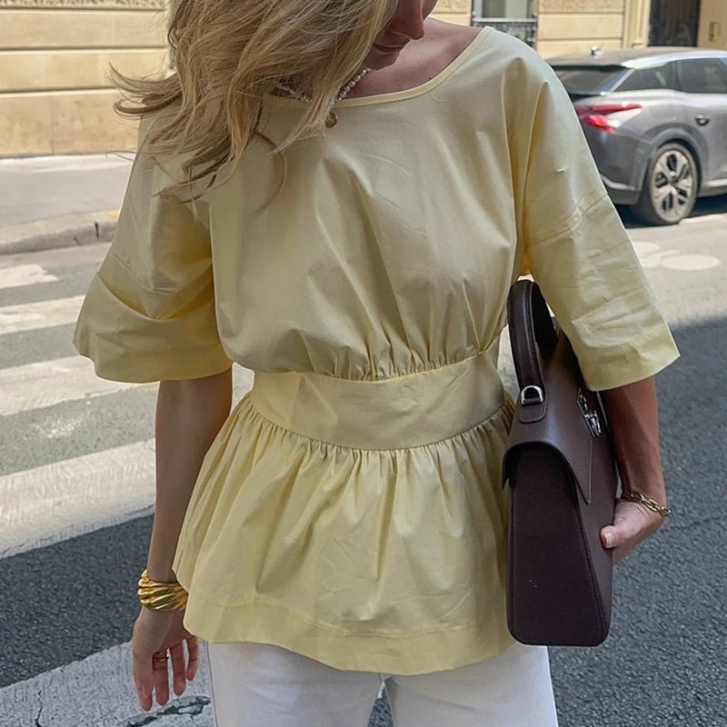 Monica Ruffled Backless Blouse
