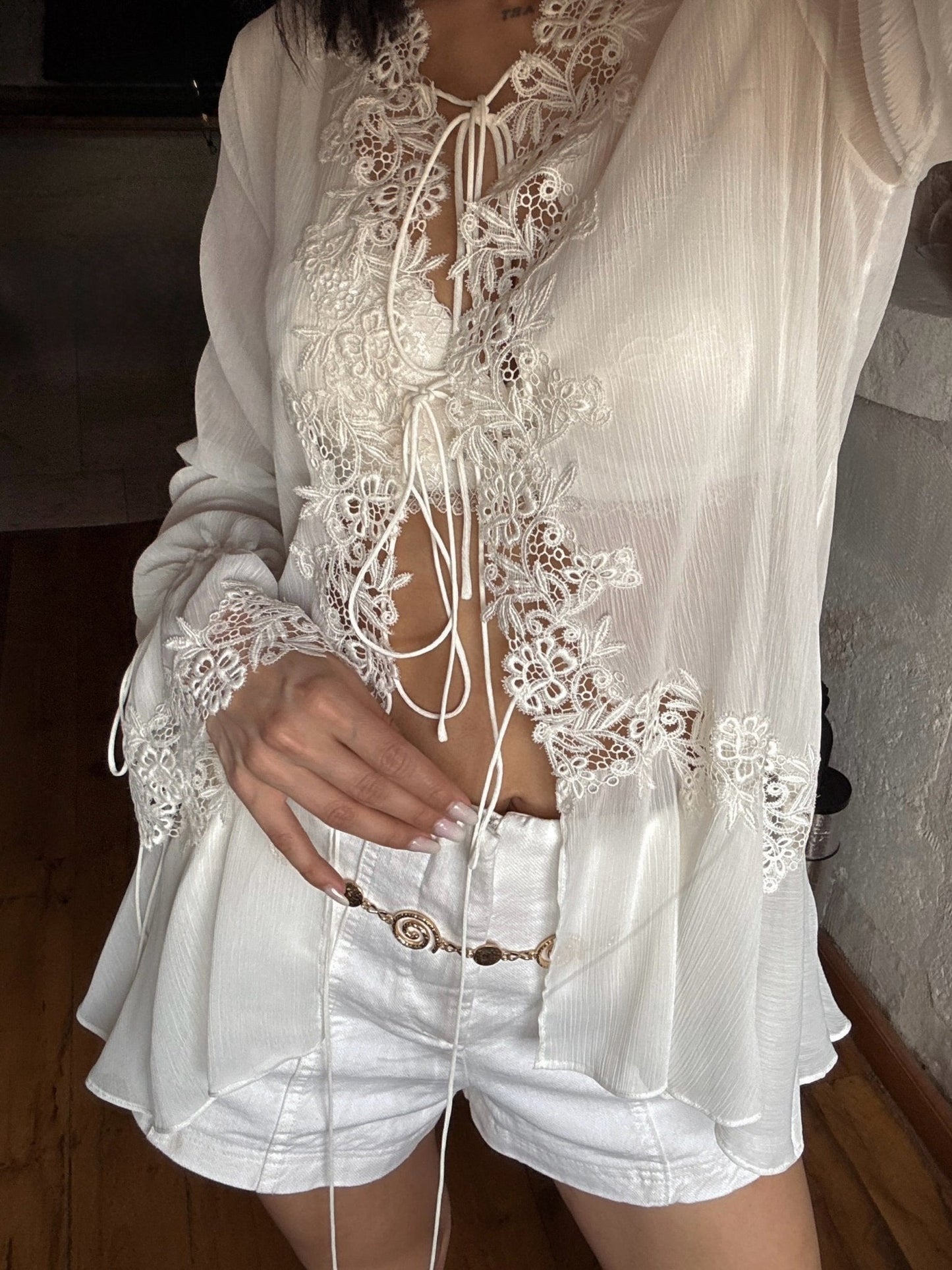 Amaia Front-Tie Lace Top