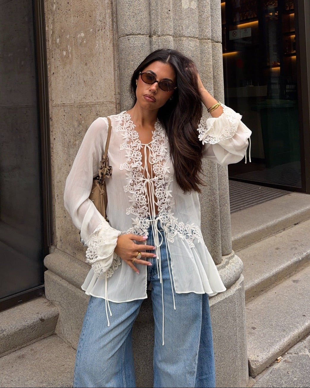 Amaia Front-Tie Lace Top