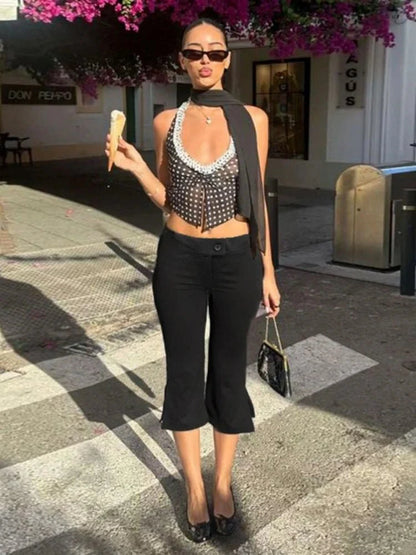 Xanthe Black Capri Activewear Pants
