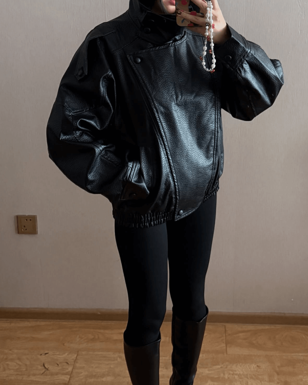 SOKYND Aleah Asymmetrical Leather Jacket Coats & Jacketsts1767356248731909587BlackXS